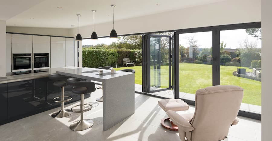 large grey bifold door