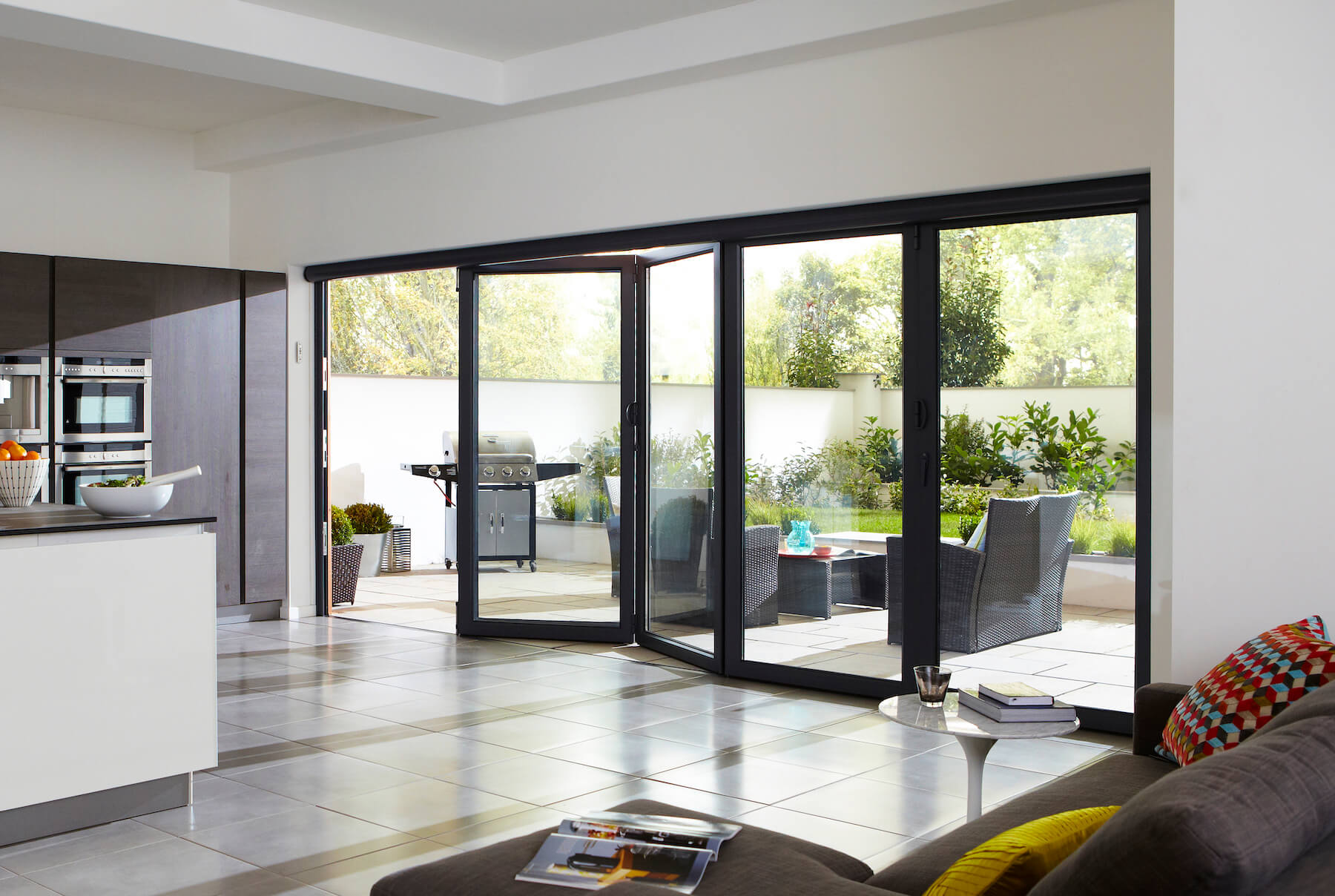 Origin black bifold door interior view