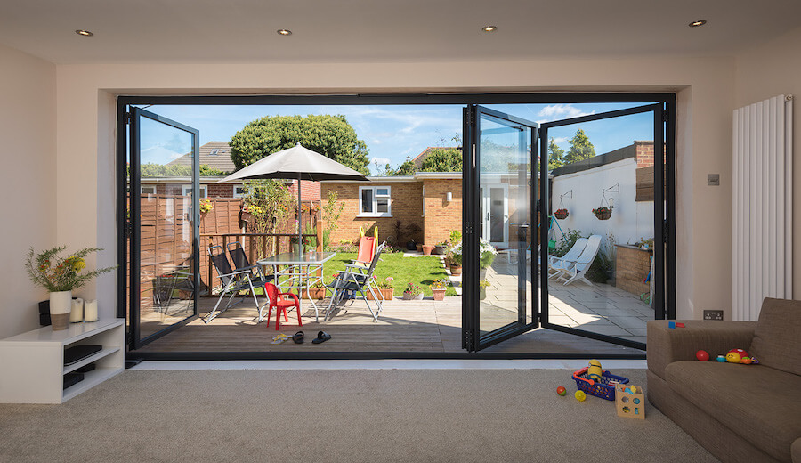 black bifold door