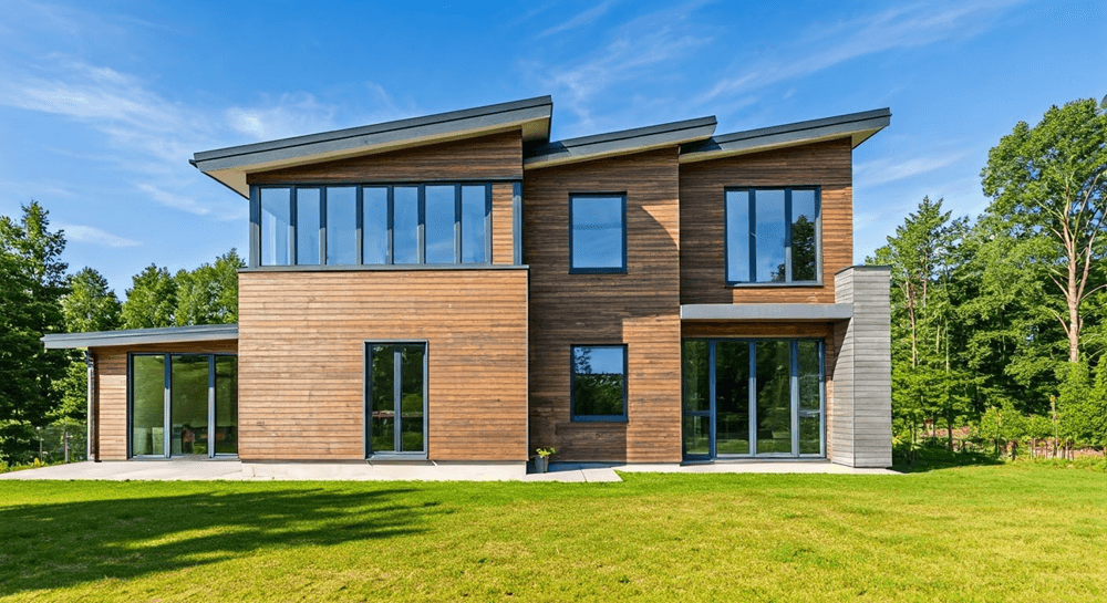 Modern Gloucestershire home featuring energy-efficient uPVC windows with large glass panels, demonstrating the stylish and secure options available. This relates to the page content by showcasing the benefits of replacing windows with high-quality uPVC models.